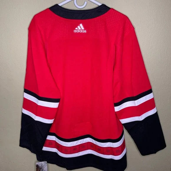 New Adidas Carolina Hurricanes Size 46 NHL Authentic Jersey Red Black Climalite - Picture 7 of 9